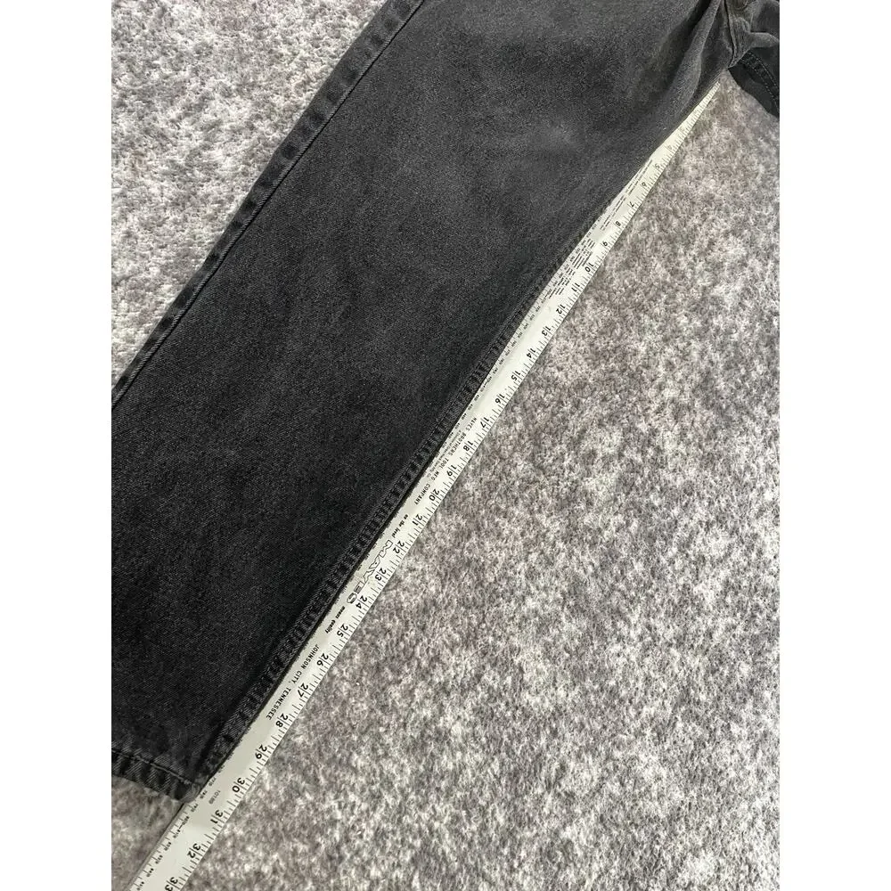 Levis 505 Mens 38x32 Regular Fit Straight Leg Black Denim Jeans